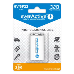 everActive 6F22/9V Ni-MH 320 mAh АКУМУЛАТОРНА БАТЕРИЯ 1БР./БЛ.
