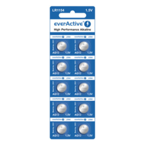 everActive G13 / AG13 / L1154 / LR44 / 157 / V13GA / RW82 / A76 алкални бутонни батерии 10бр./бл.