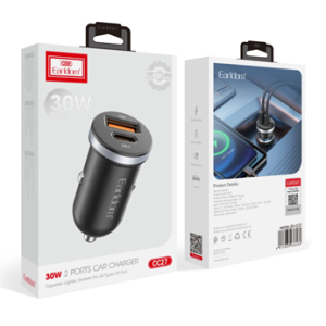 Earldom ES-CC27, 30W, USB, Type-C Зарядно устройство за кола , Черен